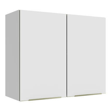 Armário Aéreo Madesa Lux 80 cm 2 Portas Branco/Branco Veludo