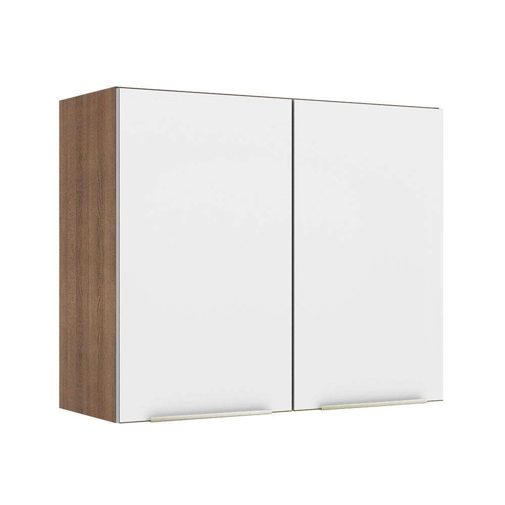 Armário Aéreo Madesa Lux 80 cm 2 Portas Rustic/Branco Veludo