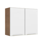 Armário Aéreo Madesa Lux 80 cm 2 Portas Rustic/Branco Veludo