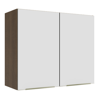 Armário Aéreo Madesa Lux 80 cm 2 Portas Rustic/Branco Veludo
