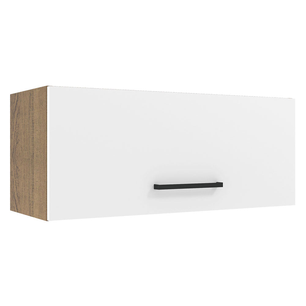 Armário Aéreo Madesa Agata 80 cm 1 Porta Basculante Rustic/Branco
