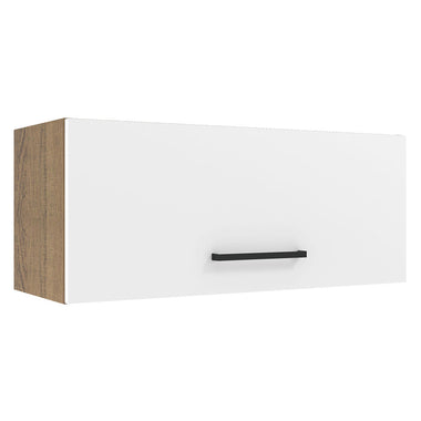Armário Aéreo Madesa Agata 80 cm 1 Porta Basculante Rustic/Branco