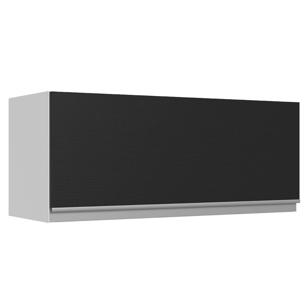 Armário Aéreo 100% MDF 80 cm 1 Porta Basculante Branco/Preto Acordes Madesa