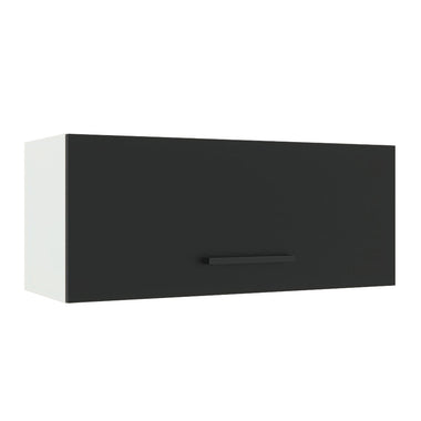 Armário Aéreo Madesa Agata 80 cm 1 Porta Basculante Branco/Preto