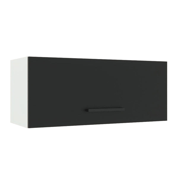 Armário Aéreo Madesa Agata 80 cm 1 Porta Basculante Branco/Preto