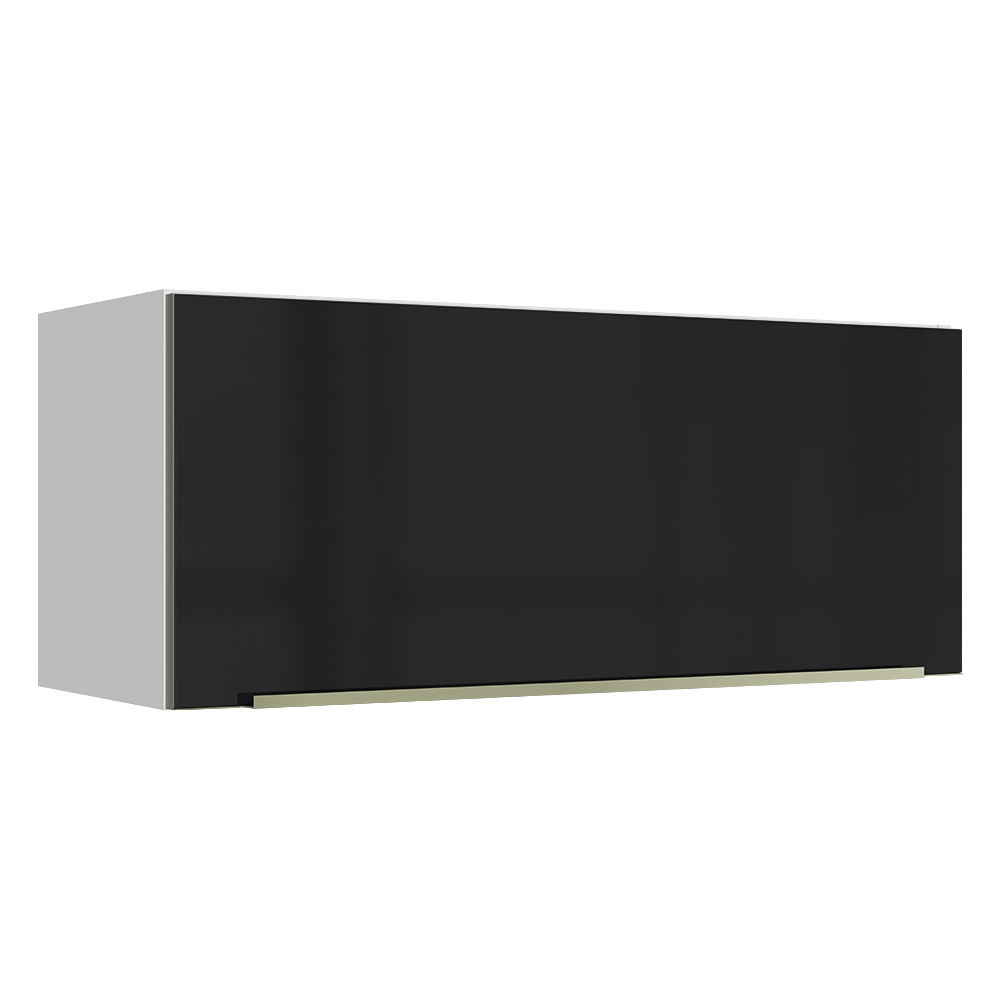 Armário Aéreo Madesa Lux 80 cm 1 Porta Basculante Branco/Preto