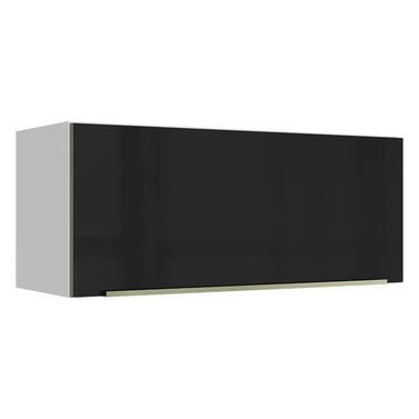 Armário Aéreo Madesa Lux 80 cm 1 Porta Basculante Branco/Preto