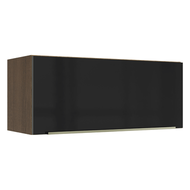 Armário Aéreo Madesa Lux 80 cm 1 Porta Basculante Rustic/Preto