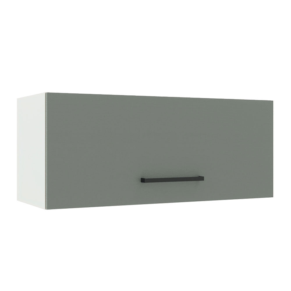 Armário Aéreo Madesa Agata 80 cm 1 Porta Basculante Branco/Cinza
