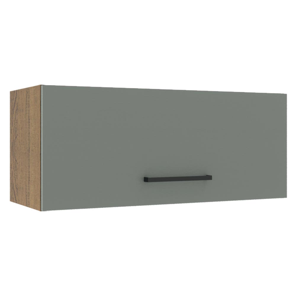 Armário Aéreo Madesa Agata 80 cm 1 Porta Basculante Rustic/Cinza
