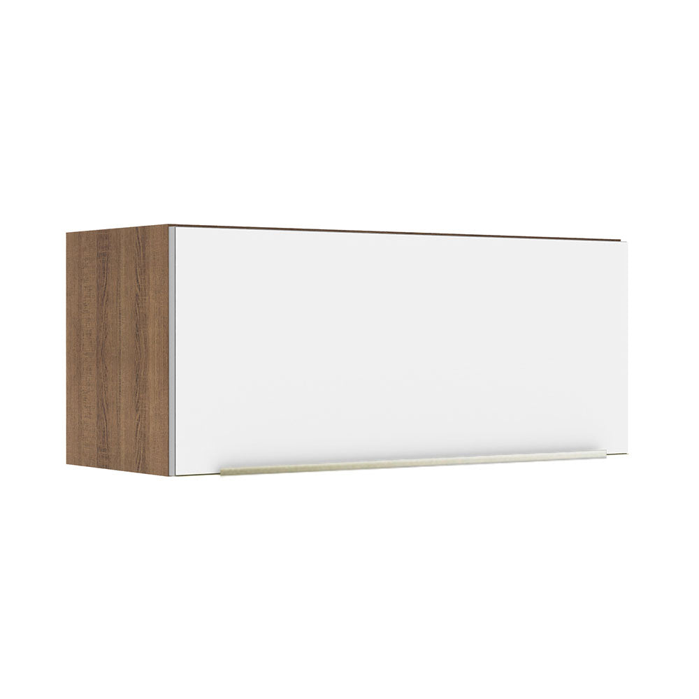 Armário Aéreo Madesa Lux 80 cm 1 Porta Basculante Rustic/Branco Veludo