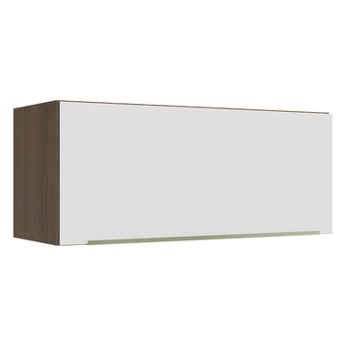 Armário Aéreo Madesa Lux 80 cm 1 Porta Basculante Rustic/Branco Veludo