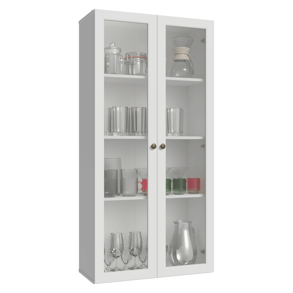 Módulo Cristaleira 70 cm 2 Portas de Vidro Branco Vik Madesa