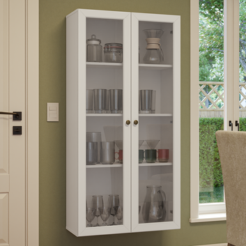 Cristaleira Suspensa 70 cm 2 Portas de Vidro Branco Vik Madesa