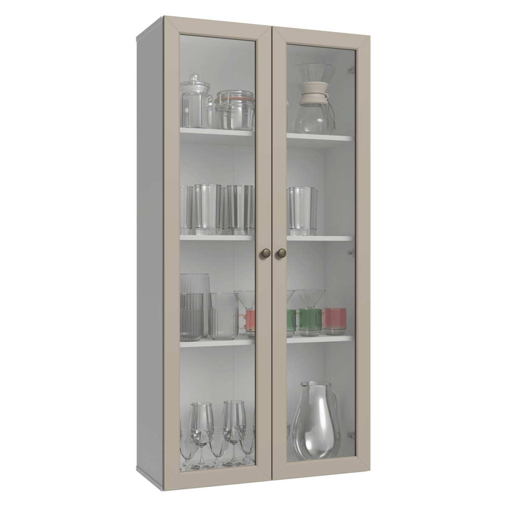 Módulo Cristaleira 70 cm 2 Portas de Vidro Branco/Crema Vik Madesa
