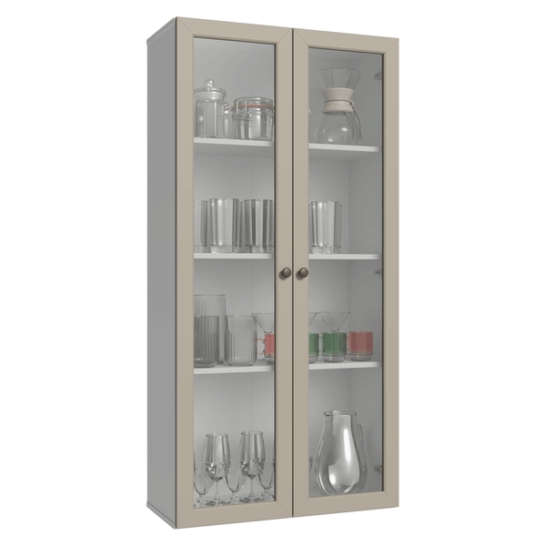 Módulo Cristaleira 70 cm 2 Portas de Vidro Branco/Crema Vik Madesa