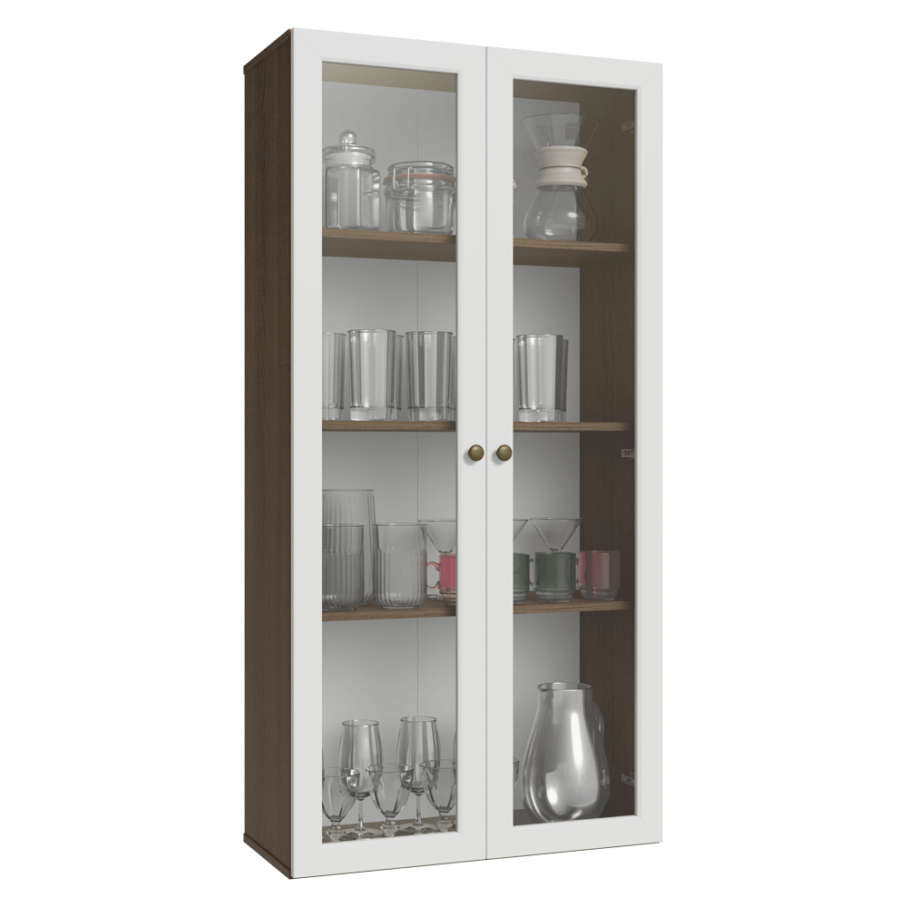 Módulo Cristaleira 70 cm 2 Portas de Vidro Rustic/Branco Vik Madesa