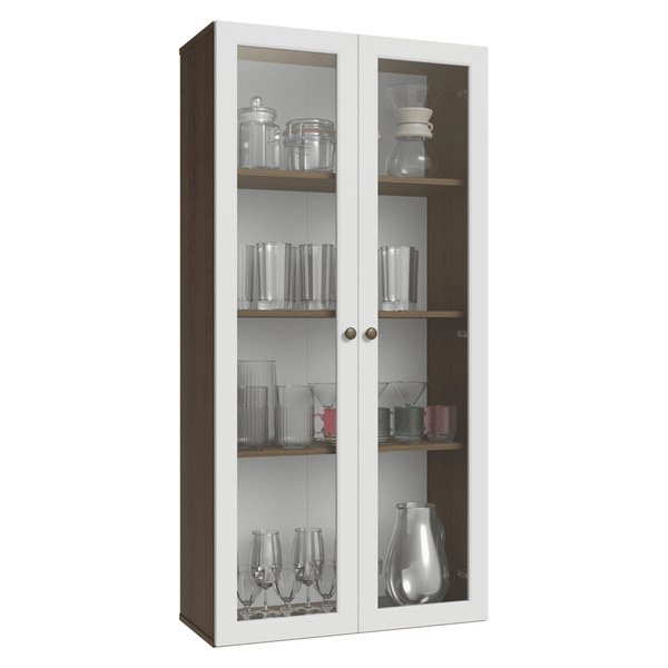 Módulo Cristaleira 70 cm 2 Portas de Vidro Rustic/Branco Vik Madesa