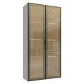 Módulo Cristaleira 70 cm 2 Portas Branco/Preto Vidro Reflecta Bronze Vinil Madesa