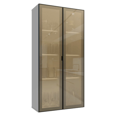 Módulo Cristaleira 70 cm 2 Portas Branco/Preto Vidro Reflecta Bronze Vinil Madesa
