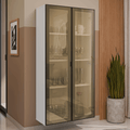 Cristaleira Suspensa 70 cm 2 Portas Branco/Preto Vidro Reflecta Bronze Vinil Madesa