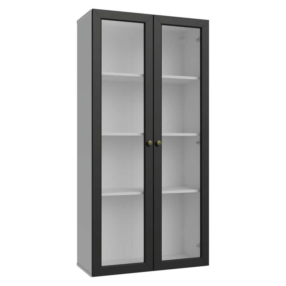 Módulo Cristaleira 70 cm 2 Portas de Vidro Branco/Preto Vik Madesa