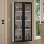 Cristaleira Suspensa 70 cm 2 Portas de Vidro Branco/Preto Vik Madesa