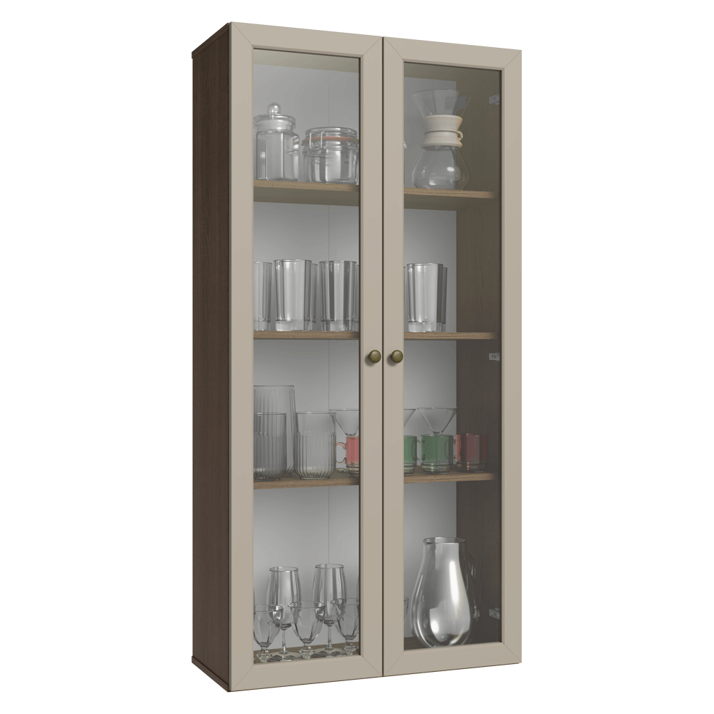 Módulo Cristaleira 70 cm 2 Portas de Vidro Rustic/Crema Vik Madesa