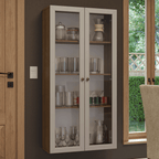Cristaleira Suspensa 70 cm 2 Portas de Vidro Rustic/Crema Vik Madesa