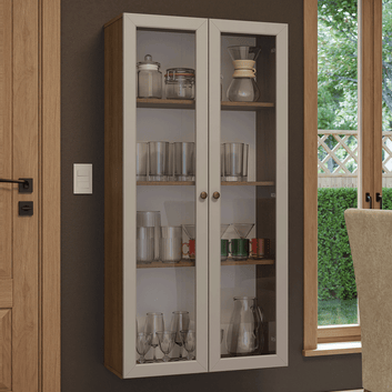 Cristaleira Suspensa 70 cm 2 Portas de Vidro Rustic/Crema Vik Madesa