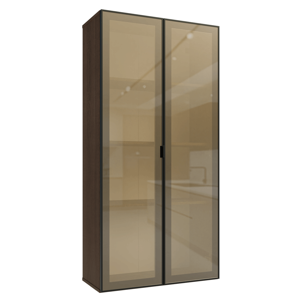Módulo Cristaleira 70 cm 2 Portas Rustic/Preto Vidro Reflecta Bronze Vinil Madesa