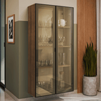 Cristaleira Suspensa 70 cm 2 Portas Rustic/Preto Vidro Reflecta Bronze Vinil Madesa