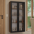 Cristaleira Suspensa 70 cm 2 Portas de Vidro Rustic/Preto Vik Madesa