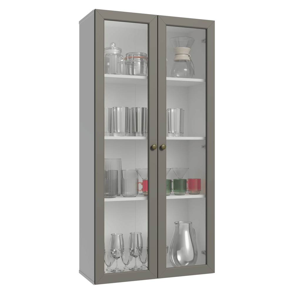 Módulo Cristaleira 70 cm 2 Portas de Vidro Branco/Cinza Vik Madesa