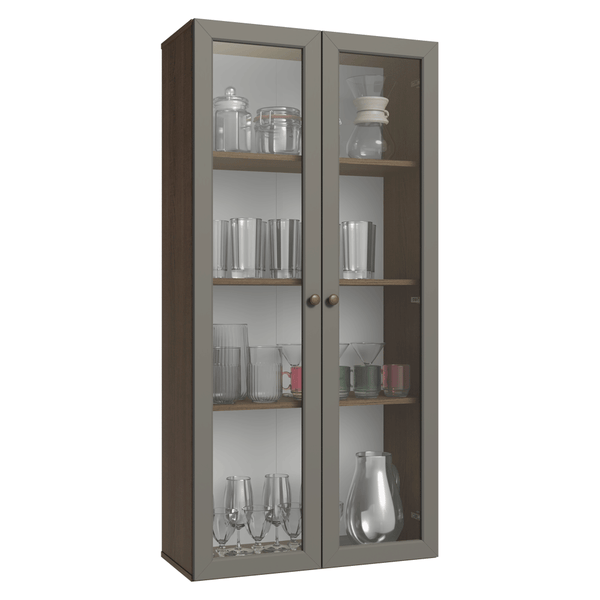 Módulo Cristaleira 70 cm 2 Portas de Vidro Rustic/Cinza Vik Madesa