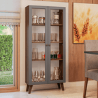 Cristaleira 70 cm 2 Portas de Vidro com Pés Trapézio Rustic/Cinza/Rustic Vik Madesa