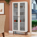 Cristaleira 70 cm 2 Portas de Vidro com Pés Cônicos Branco/Rustic Vik Madesa