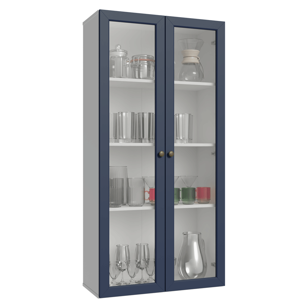 Módulo Cristaleira 70 cm 2 Portas de Vidro Branco/Azul Vik Madesa