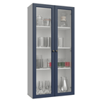 Módulo Cristaleira 70 cm 2 Portas de Vidro Branco/Azul Vik Madesa