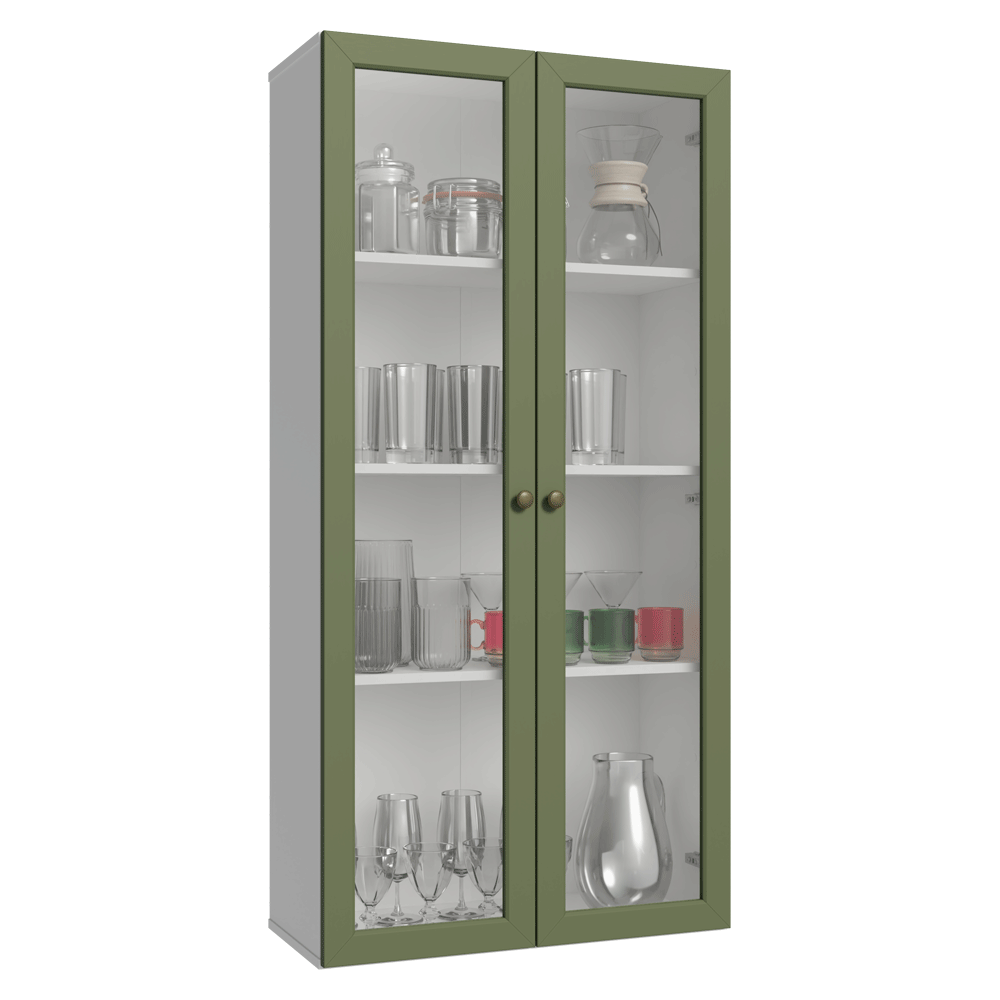 Módulo Cristaleira 70 cm 2 Portas de Vidro Branco/Verde Vik Madesa