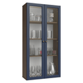 Módulo Cristaleira 70 cm 2 Portas de Vidro Rustic/Azul Vik Madesa