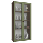 Módulo Cristaleira 70 cm 2 Portas de Vidro Rustic/Verde Vik Madesa