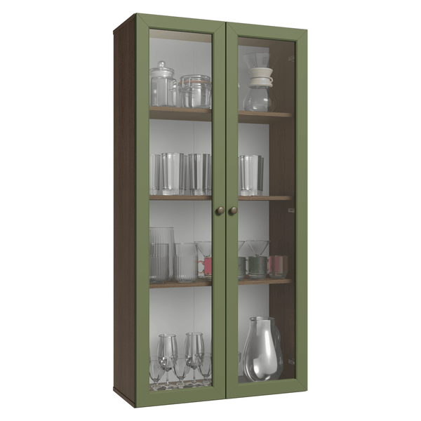 Módulo Cristaleira 70 cm 2 Portas de Vidro Rustic/Verde Vik Madesa