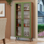 Cristaleira 70 cm 2 Portas de Vidro com Pés Cônicos Rustic/Verde/Rustic Vik Madesa