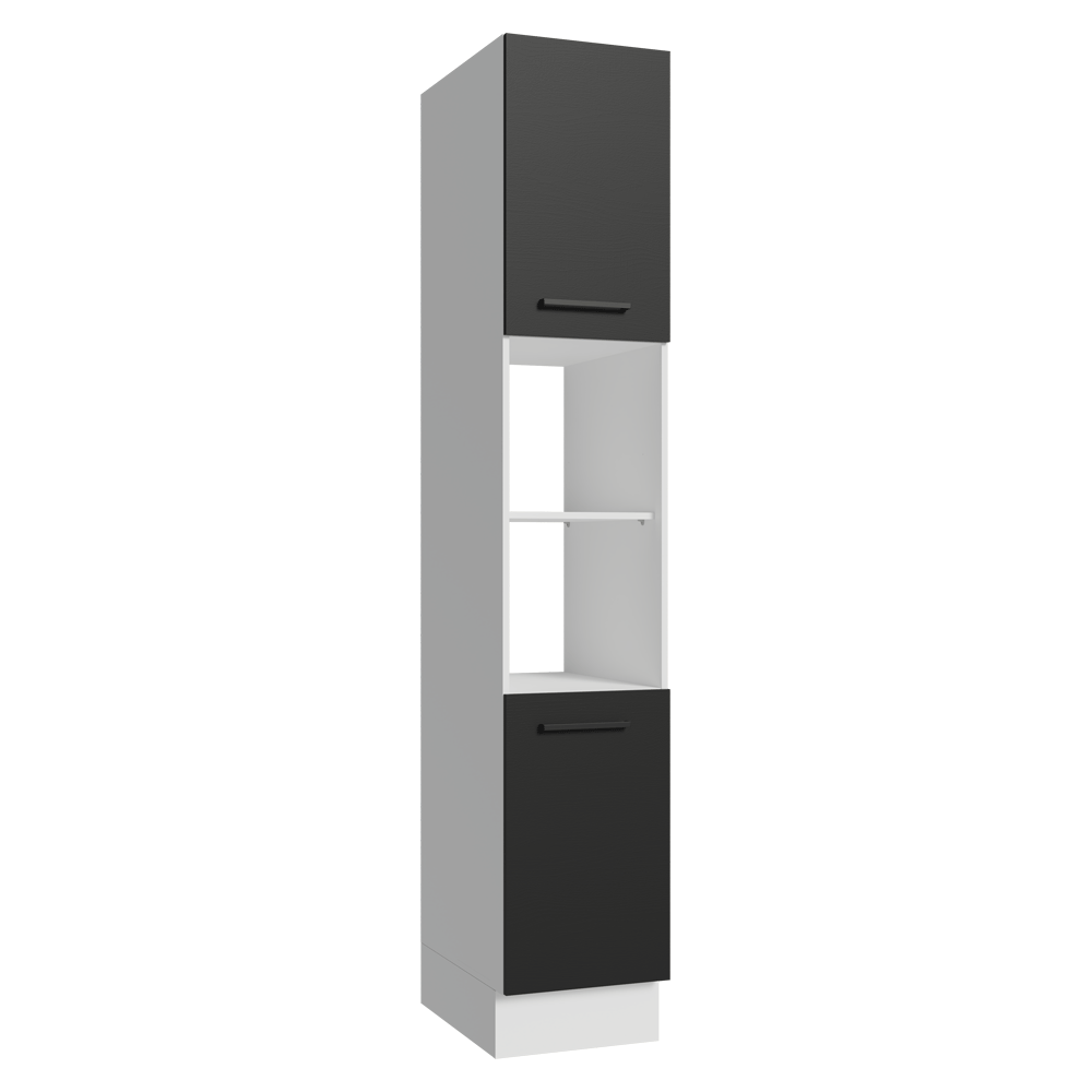 Paneleiro 40 cm 2 Portas e 2 Nichos Branco/Preto Agata Madesa