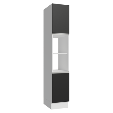 Paneleiro 40 cm 2 Portas e 2 Nichos Branco/Preto Glamy Madesa