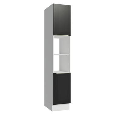 Paneleiro 40 cm 2 Portas e 2 Nichos Branco/Preto Lux Madesa