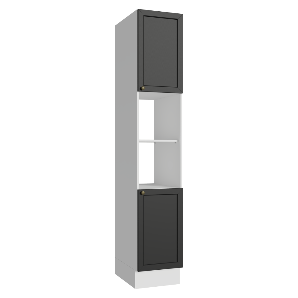 Paneleiro 40 cm 2 Portas e 2 Nichos Branco/Preto Vik Madesa