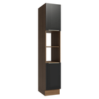 Paneleiro 40 cm 2 Portas e 2 Nichos Rustic/Preto Lux Madesa