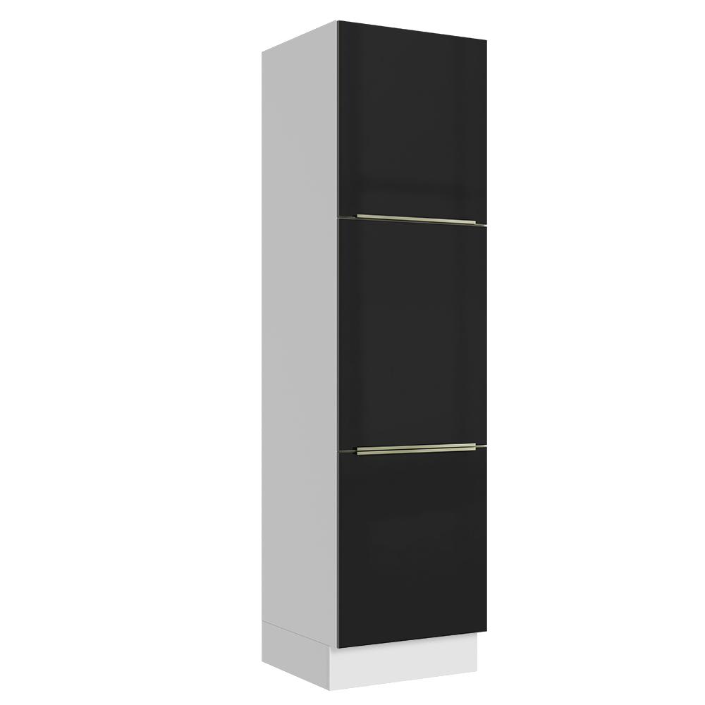 Paneleiro 60 cm 3 Portas Branco/Preto Lux Madesa